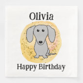 Serviette En Papier Dachshund Chien Joyeux Anniversaire Doxie mignonne (Devant)
