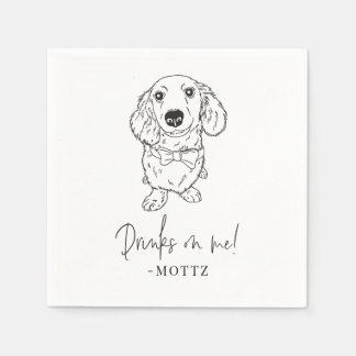 Serviette En Papier Dachshund Cocktail Napkin Chien Mariage moderne