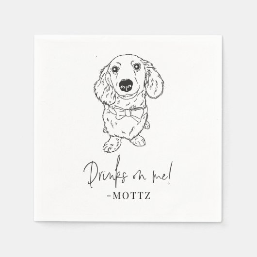 Serviette En Papier Dachshund Cocktail Napkin Chien Mariage moderne (Devant)