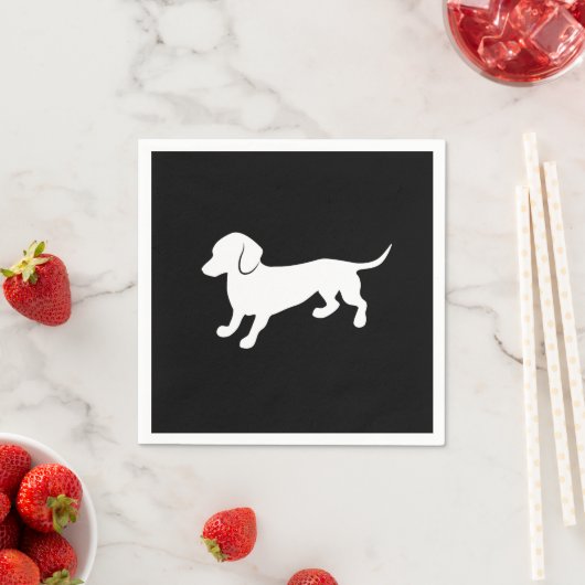 Serviette En Papier Dachshund Design noir et blanc (En situation)