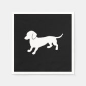 Serviette En Papier Dachshund Design noir et blanc (Devant)