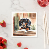 Serviette En Papier Dachshund en aquarelle (En situation)