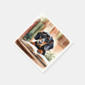 Serviette En Papier Dachshund en aquarelle (Coin)