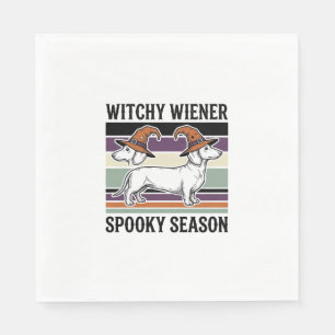 Serviette En Papier Dachshund ensorcelé Halloween Gravure vintage Chie