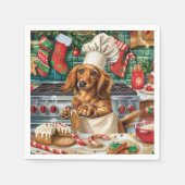 Serviette En Papier Dachshund Gîtes : Noël festif (Devant)