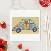 Serviette En Papier Dachshund in Hippie car  (En situation)