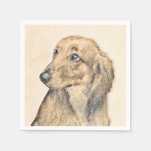 Serviette En Papier Dachshund (Longhaerien) Peinture - Art Chien origi (Devant)