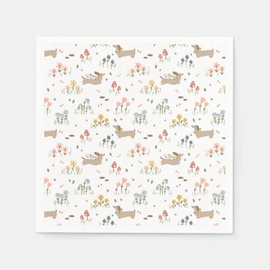 Serviette En Papier Dachshund Lover Weiner Chien Saucisse Chien Fleur  (Devant)