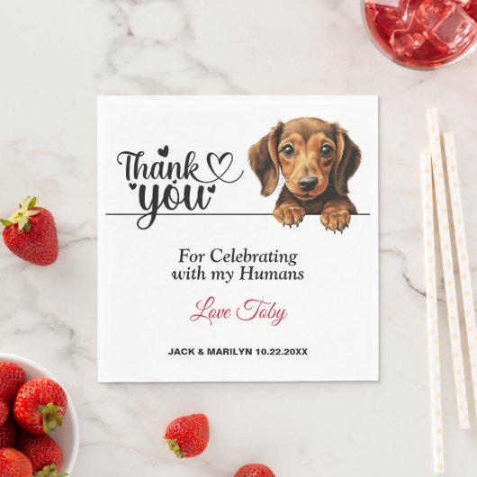 Serviette En Papier Dachshund Merci Mariage (En situation)