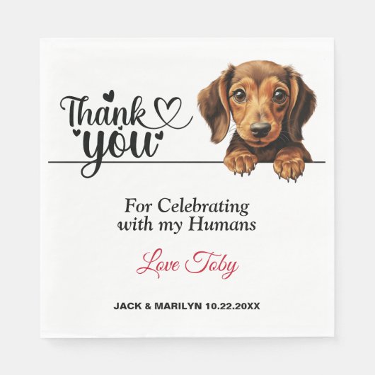 Serviette En Papier Dachshund Merci Mariage (Devant)