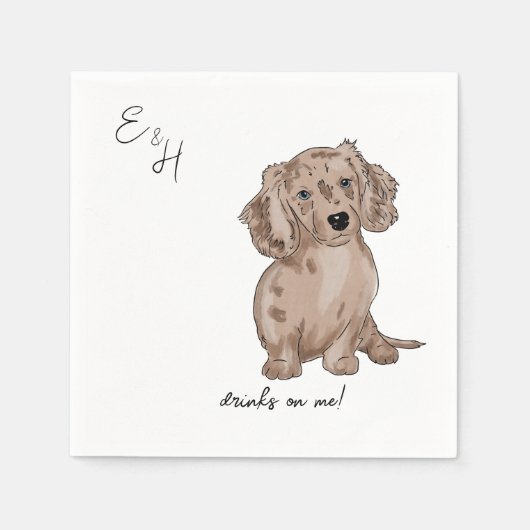 Serviette En Papier dachshund merl aquarelle Mariage Cocktail serviett (Devant)