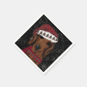 Serviette En Papier Dachshund Rouge  (Coin)