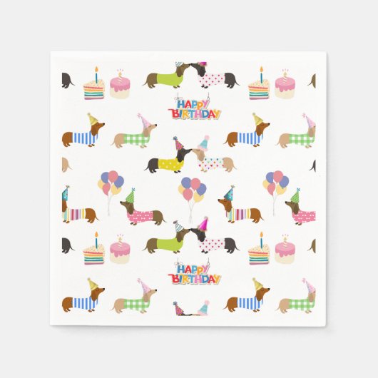 Serviette En Papier Dachshund serviettes d'anniversaire à thème (Devant)