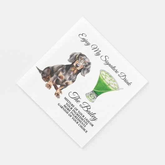 Serviette En Papier Dachshund Signature Mariage Boire (Coin)