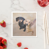 Serviette En Papier Dachshund (Smooth) Peinture - Art Chien original (En situation)