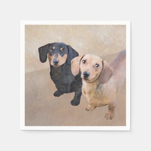 Serviette En Papier Dachshund (Smooth) Peinture - Art Chien original (Devant)