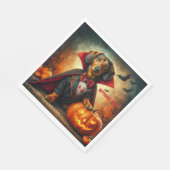 Serviette En Papier Dachshund Vampire Halloween (Coin)