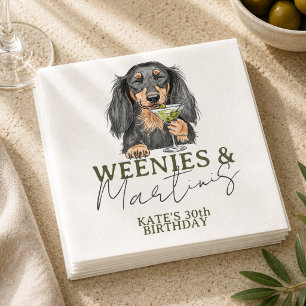 Serviette En Papier Dachshund Weenies et Martinis dessinés à la main