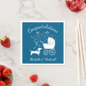 Serviette En Papier Dachshund Wiener Chien Baby shower Blue Boy (En situation)