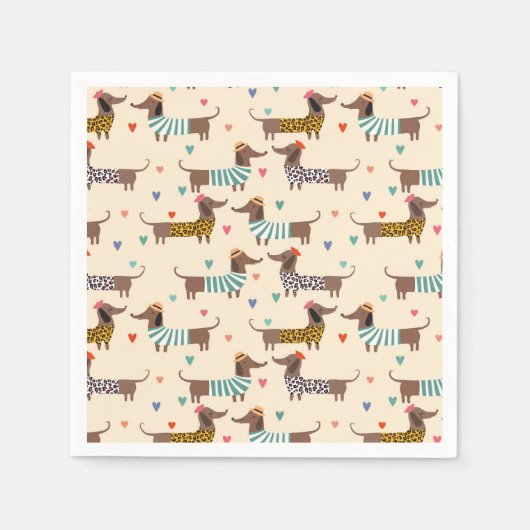 Serviette En Papier Dachshunds amusants en Casquette et pulls (Devant)