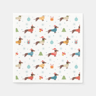 Serviette En Papier Dachshunds dans le Motif des pulls de Noël