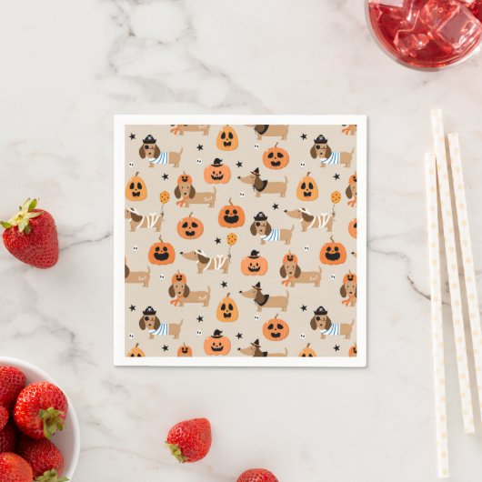 Serviette En Papier Dachshunds en Halloween Costumes Motif (En situation)