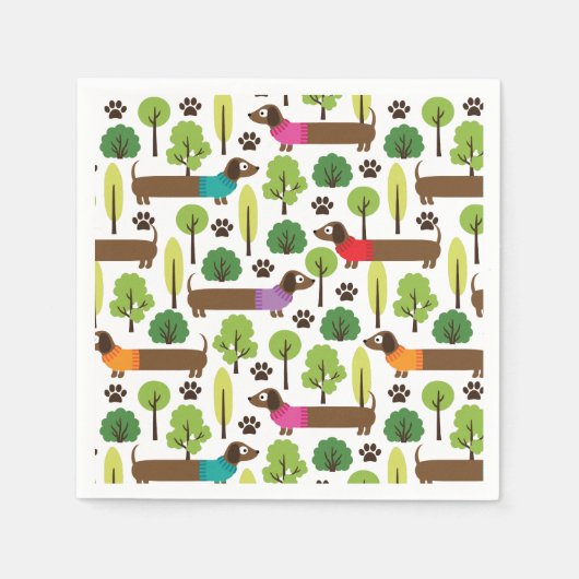 Serviette En Papier Dachshunds En Promenade Dans Le Parc (Devant)