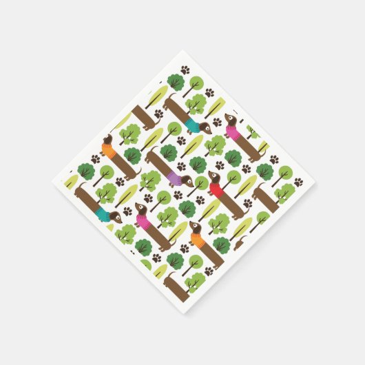 Serviette En Papier Dachshunds En Promenade Dans Le Parc (Coin)