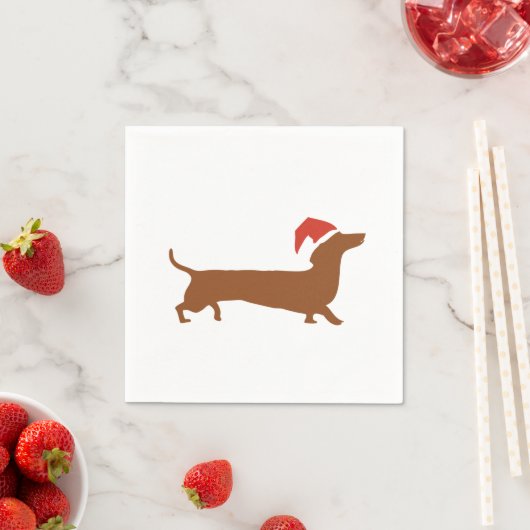 Serviette En Papier Dachshunds s'embrassant dans la neige Joyeuse serv (En situation)