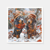 Serviette En Papier Dachshunds with Snowman Christmas (Devant)