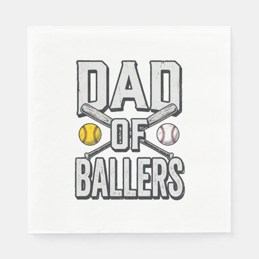 Serviette En Papier Dad of Ballers Softball and Baseball Vintage Shirt (Devant)