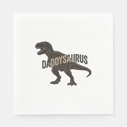 Serviette En Papier Daddysaurus Dinosaur Vintage Engraving Shirt Desig (Devant)