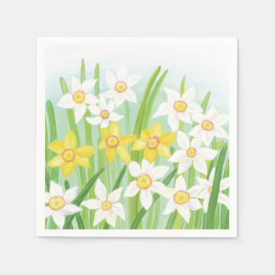 Serviette En Papier Daffiroirs de printemps blanc et jaune