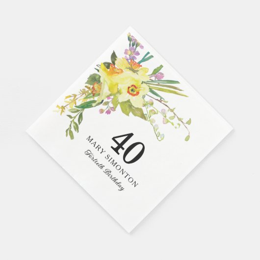 Serviette En Papier Daffodile jaune rustique 40e anniversaire (Coin)