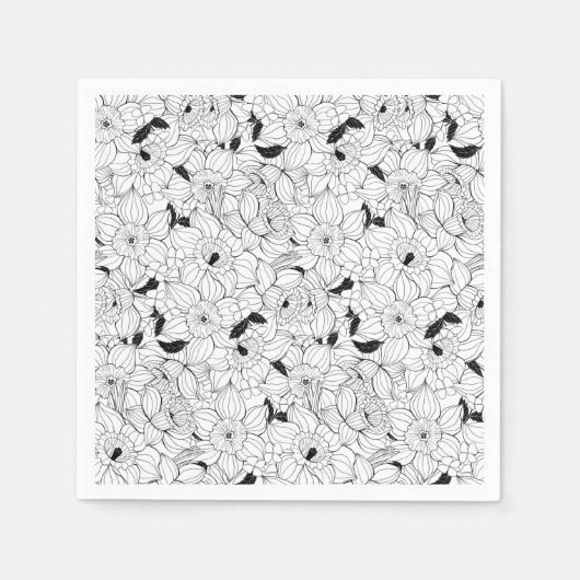 Serviette En Papier Daffodiques motif floral printanier (Devant)