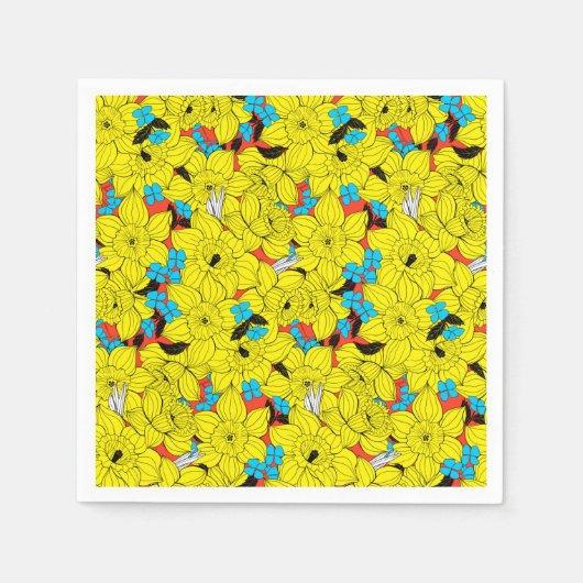 Serviette En Papier Daffodiques motif floral printanier (Devant)