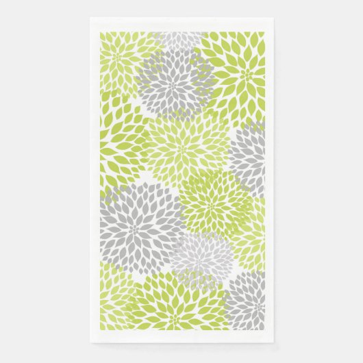 Serviette En Papier Dahlia Bouquet - gris chartreuse (Devant)