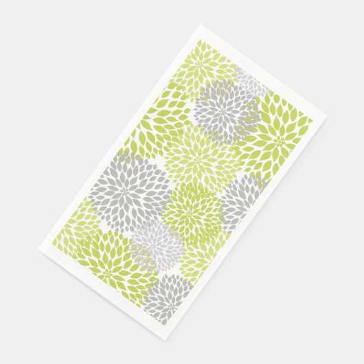 Serviette En Papier Dahlia Bouquet - gris chartreuse (Coin)