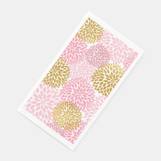 Serviette En Papier Dahlia Bouquet - or rose Papier serviettes d'hôtes (Coin)