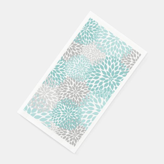 Serviette En Papier Dahlia Bouquet - Papier gris turquoise Serviettes  (Coin)