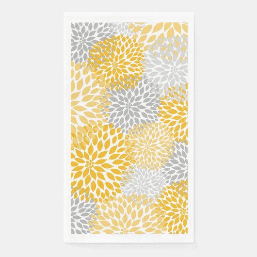 Serviette En Papier Dahlia Bouquet - Papier jaune moutarde serviettes (Devant)