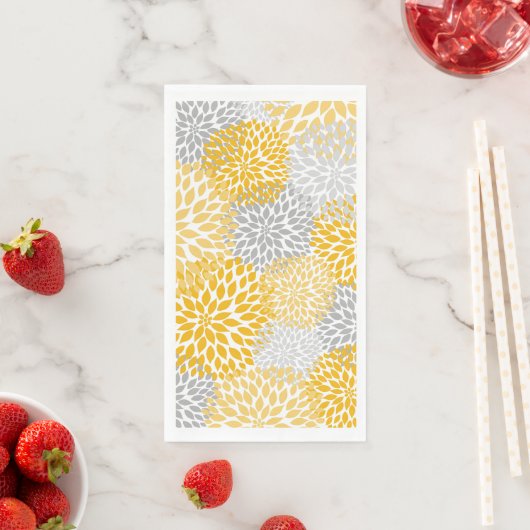 Serviette En Papier Dahlia Bouquet - Papier jaune moutarde serviettes  (En situation)