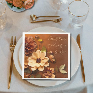 Serviette En Papier Dahlia d'automne Orange Brûlé Gratitude