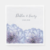 Serviette En Papier Dahlia fleurs lilas bleu gris floral mariage (Devant)