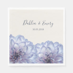 Serviette En Papier Dahlia fleurs lilas bleu ivoire floral mariage