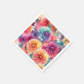 Serviette En Papier Dahlias Aquarelle Florale (Coin)