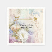 Serviette En Papier Dahlias blancs avec accents violets et bleus (Devant)