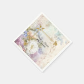 Serviette En Papier Dahlias blancs avec accents violets et bleus (Coin)