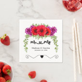 Serviette En Papier Dahlias d'automne et Chrysanthèmes Mariage Napkin (En situation)