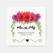 Serviette En Papier Dahlias d'automne et Chrysanthèmes Mariage Napkin (Devant)